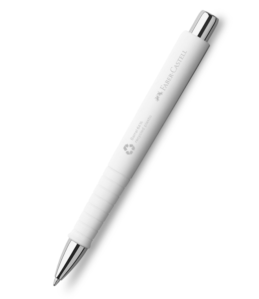 FABER-CASTELL Kugelschreiber Poly Ball Recycling Weiß inkl. einem 1-farbigen Werbedruck