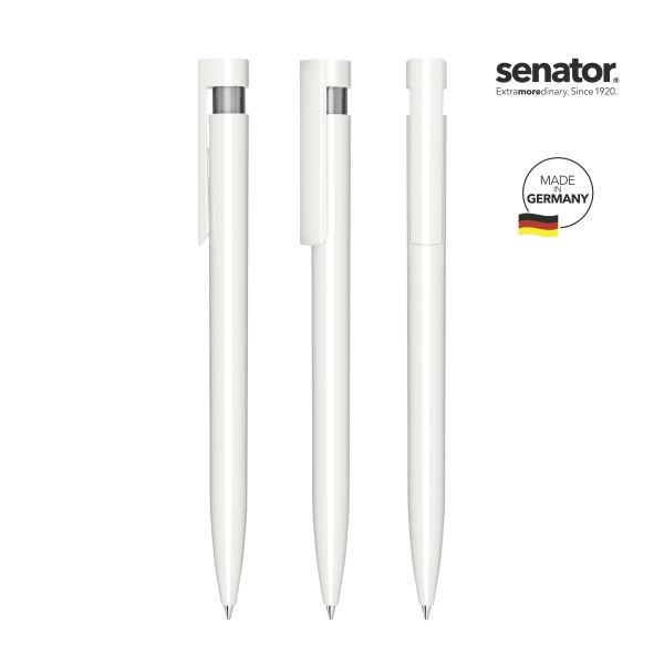 SENATOR antibakterieller Kugelschreiber LIBERTY Polished Basic Antibac 3407 Weiß - Cool Gray9