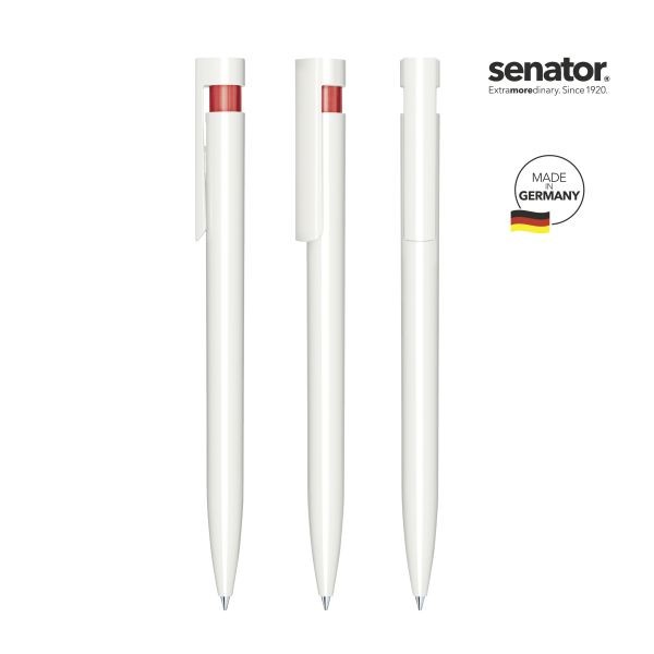 SENATOR antibakterieller Kugelschreiber LIBERTY Polished Basic Antibac 3407 Weiß - Rot 186