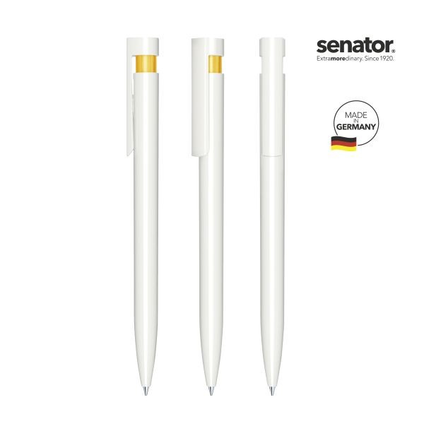 SENATOR antibakterieller Kugelschreiber LIBERTY Polished Basic Antibac 3407 Weiß - Gelb 7408